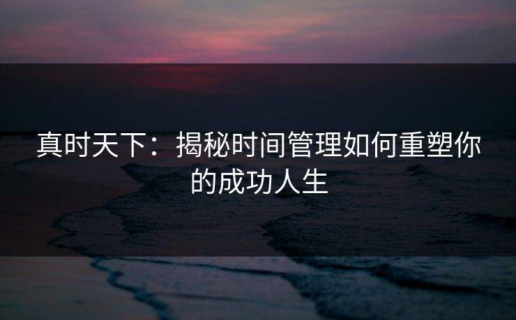 真时天下：揭秘时间管理如何重塑你的成功人生