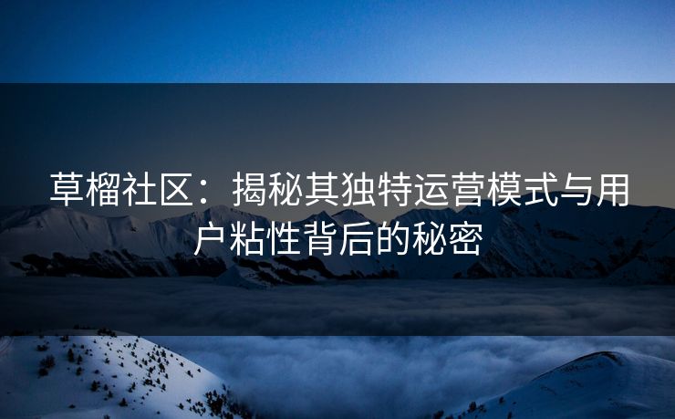 草榴社区:揭秘其独特运营模式与用户粘性背后的秘密